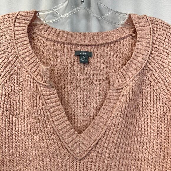 Aerie Womens Pink Split Neck Long Sleeve Knitted Pullover Sweater Size Small - Picture 4 of 10